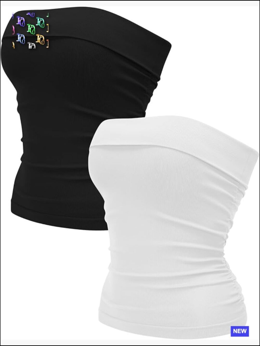 2 Pack Tube Tops Strapless Seamless Ribbed Sleeveless Y2K Going Out Top